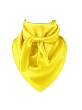 Lemon Yellow Satin Scarf 35x35 Inch Wild Rag Square Hair Neck Scarf